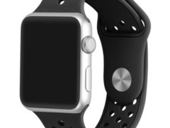 Curea iUni compatibila cu Apple Watch 1/2/3/4/5/6/7, 42mm, Silicon Sport, Black